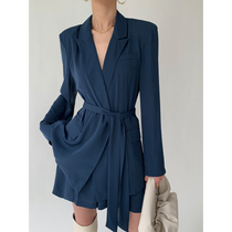 PAPERLL THIN sunscreen lapel temperament suit SHORTS suit WOMENs summer loose LACE-up suit jacket