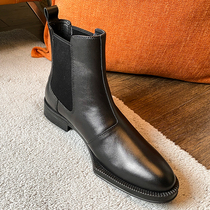 Chelsea boots mens leather 2021 autumn breathable pointed leather shoes short boots low-heeled sleeve Martin boots ins trendo man