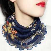 Spring and autumn winter pullover neck scarf new gauze thin small silk scarf Joker sunscreen female collar veil scarf