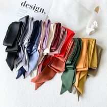 Solid color slim narrow silk scarf women's scarf small scarf belt hair belt tie bag ribbon ribbon super long ribbon ribbon
