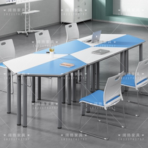 Multifunctional splicing student desks trapezoidal free combination hexagonal table activity classroom mobile hexagonal tables and chairs