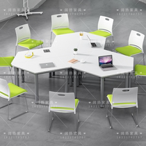 Student group activity counseling table hexagon splicing training table library reading table smart classroom desks and chairs