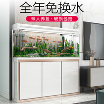 Fish tank Aquarium Living room Floor-to-ceiling household lazy free water ecological glass large medium and small goldfish tank with bottom cabinet