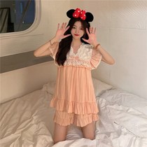 Summer pajamas womens summer sets can be worn outside short-sleeved shorts foreign style sweet and cute students fresh home clothes summer clothes