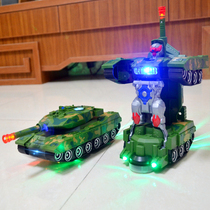Childrens robot deformed tank armored car car Universal Light Music boy Electric Diamond toy car