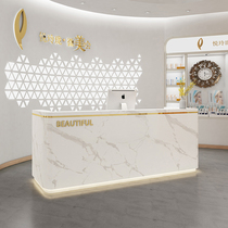 Simple modern cashier Clothing store beauty salon shop small imitation marble Nordic arc-shaped bar front desk