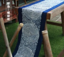 Shuijiafang Miao Batik Guizhou Minority Handicrafts Grass and Wood Dyeing Spiral Table Flag Tea Seats