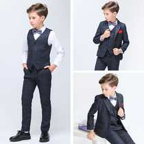  Boys small suit suit Childrens suit handsome three-piece flower girl dress formal British spring and autumn Korean version of the dress