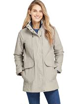 Lady Landsend mid-length waterproof windcoat jacket detachable hat#506990A87美国直邮