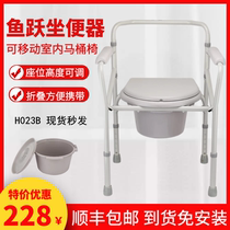 Fish jump toilet chair H023B foldable elderly toilet Household mobile stool chair elderly toilet toilet stool