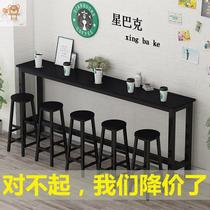 Bar stool against the wall milk tea household bar partition high table White personality restaurant table and chair narrow table bar