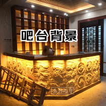 Sandstone Chinese relief cultural fossil four gods beast wall brick hotel bar front desk art background wall decoration