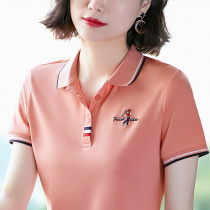 Pure cotton t-shirt womens short-sleeved 2021 new leading mother loose top womens lapel sports polo shirt summer