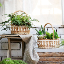 Creative exquisite hand-woven portable basket rattan wicker basket basket storage basket multi-meat basket green flower pot