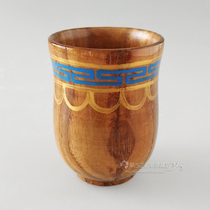 Wooden wine glass cup Cup Mongolian characteristics hand-drawn pattern wooden cup Mongolian meal solid wood water Cup tableware