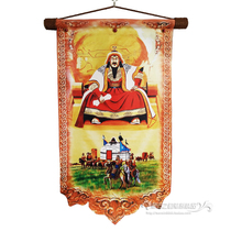Mongolian leather painting color printing leather hanging painting decorative painting sitting statue of Genghis Khan handicrafts with characteristics of Inner Mongolia