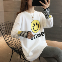 2021 new long white long sleeve T-shirt top female autumn winter plus velvet thickened foreign style inside base shirt