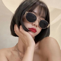 ins retro oval sunglasses women anti-ultraviolet Street shooting Net red sun glasses big face trend High Street glasses