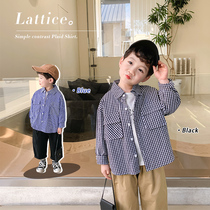 Boys Daily Plaid Shirt Children Spring Dress Long Sleeve Shirt Baby New Ocean Gas 100 Hitch Spring Autumn Season Thin Coat