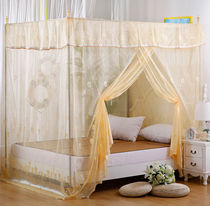Floor square top old wooden bed 1 5m single door traditional encrypted bed mantle court Princess 1 8 M Jacquard mosquito net