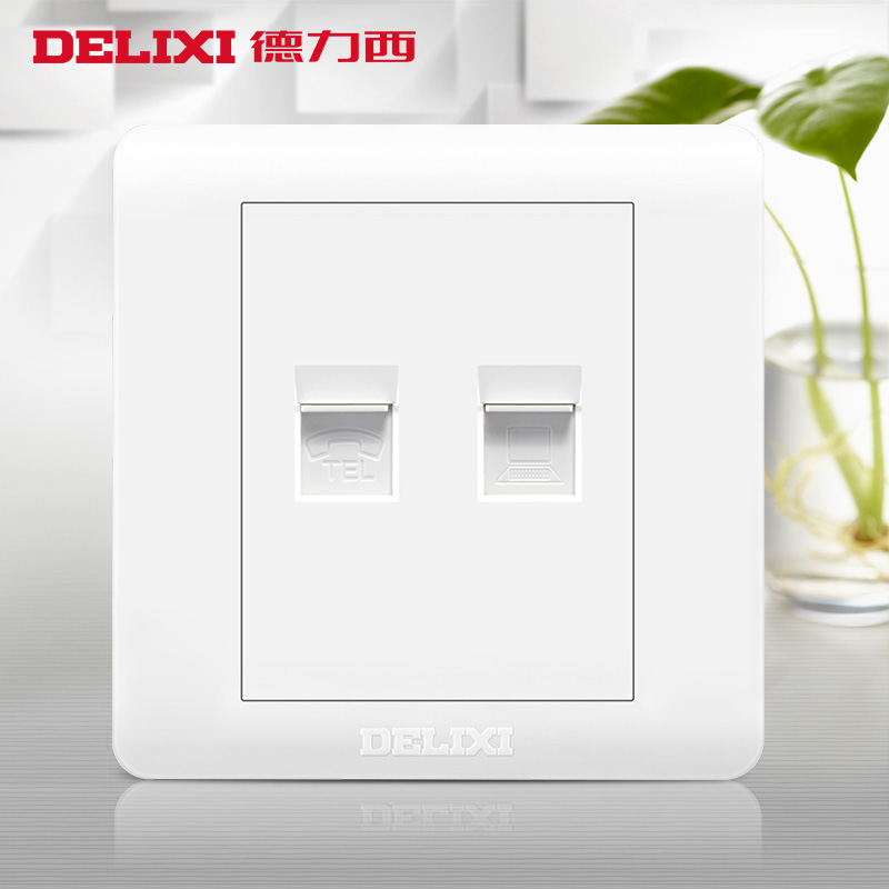 Delixi switch socket panel 86 type telephone computer with network socket concealed telephone line optical fiber genuine
