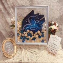 Silver Transparent Signature Wedding Ceremony Birthday Annual Meeting Fingerprint Arrangement Props Star Love Sign in Wood Chip