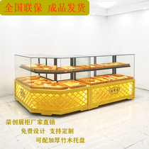 Corner bread cabinet display cabinet pastry cabinet peach cake cabinet corner arc L-shaped Palace snack glass baking solid wood