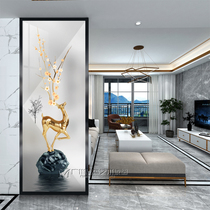 Light luxury art glass screen partition modern simple frosted tempered glass painted process decoration porch custom