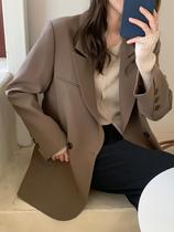 International high-end European and American big name tail single clearance leak foreign trade womens high sense early autumn small suit Curry suit