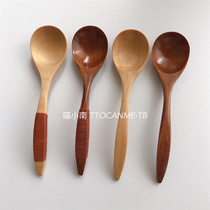 (eat noodles with great looks) Jane about bend handle Japanese style solid wood soup spoon breakfast rice noodles Noodles Spoon for home