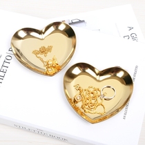 Nordic style jewelry plate heart shaped jewelry tray jewelry storage plate gold tray ins home furnishings