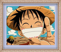 Boutique One Piece straw hat Luffy cross stitch cartoon animation character cute embroidery diamond painting hanging picture