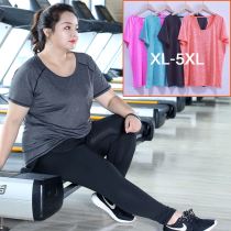 Plus size sports suit women fat mm200 kg summer fitness suit yoga suit quick clothes running suit women