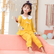 Girls Home Clothes Baby Pajamas Spring and Autumn Cotton Set Children Long Sleeve Thin Mid-Big Children Little Girl Parent Clothes