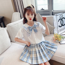 Girls jk uniform genuine suit summer clothes 2021 new childrens western style college style primary school students short-sleeved pleated skirt