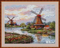 Cross stitch drawings Electronic drawings repainting source document pastoral scenery Dutch windmill