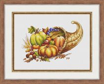 Cross stitch electronic drawings redrawn source file XSD Harvest pumpkin horn