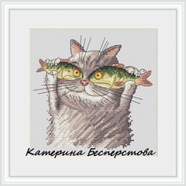 Cross stitch drawings redrawn source file fishing cat