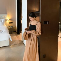 ◆ AMUM maternity wear ◆ Hymn you ~ fashionable one-word collar stitching knitted autumn and winter loose long sleeve dress