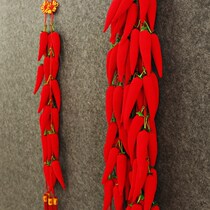 Door decoration creative happy Chinese New Year hanging decoration living room simulation red flannel chili skewers Spring Festival supplies