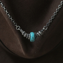 Travel Toro VAJRA Original American Old Pine Stone 925 Silver Lock Bone Too Corner Chain Handmade Silver Bead Silver Septa Necklace