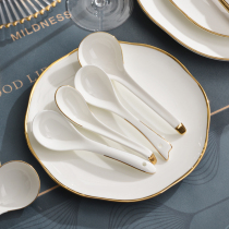 10 Spoon Tableware Home Phnom Penh Bone Porcelain Spoon Short Handle Restaurant White Round Spoon Small Drink Spoon Short Handle