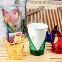 South Korea imported paper cup holder tea tray disposable paper cup holder insulated cup holder plastic thick cup holder