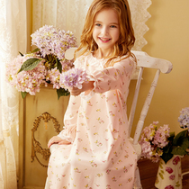 RoseTree Girl Nightdress Spring and Autumn Cotton Cute Long Sleeve Thin Princess Girl Summer Baby Parent-Child Pajamas