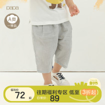 papa crawling with summer-thin children cotton linen 90% pants male and female childrens baby streaks out for casual pants 0-5 years old