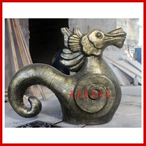 Sandstone sculpture relief hippocampus fountain glass fiber reinforced plastic imitation copper fountain cast copper sculpture stainless steel ornaments customization