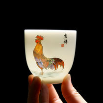 Tea set tea cup single cup goat jade porcelain ceramic cup Master Cup chicken tank Cup Golden chicken cup drinking cup