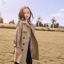Next Qmi girl windbreaker 2021 autumn dress middle child English style long Children half shawl coat