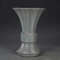 Songguan kiln blue glaze flower goblet antique antique collection genuine bag old five famous kiln ornaments ceramics