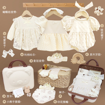 Newborn baby gift box suit delivery upscale clothes send baby born see face gift bag Summer girl cotton full moon